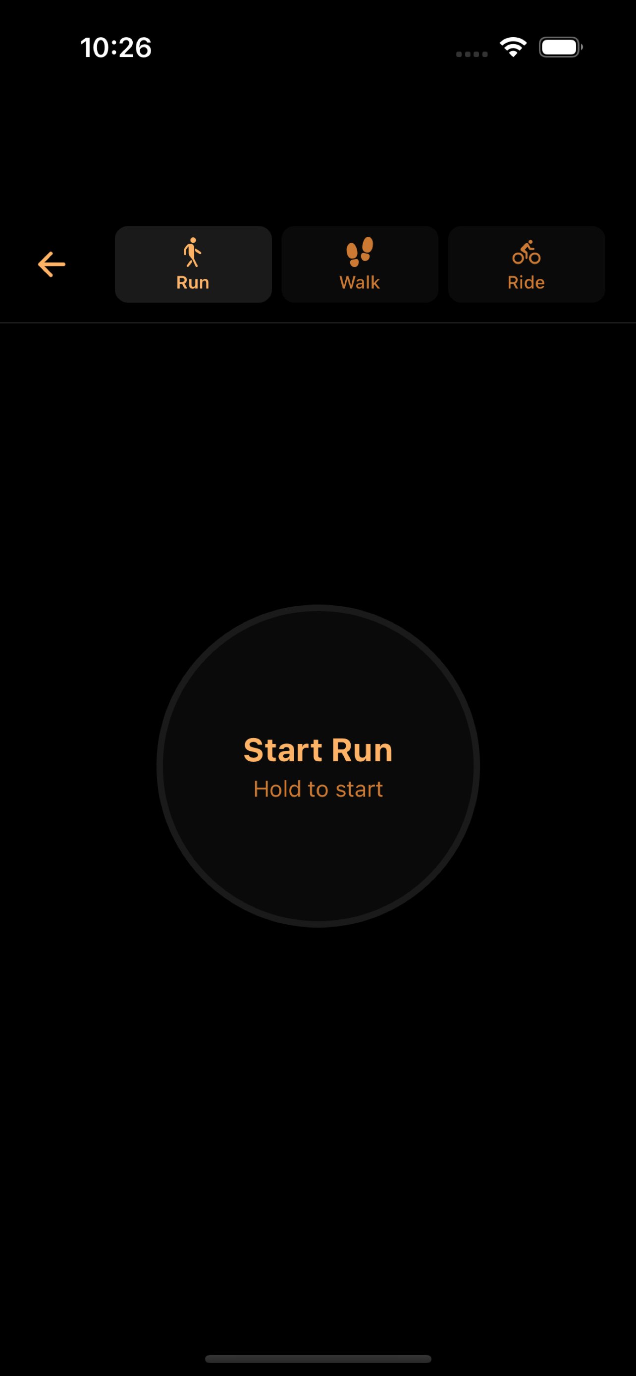 RUNSTR Start Workout
